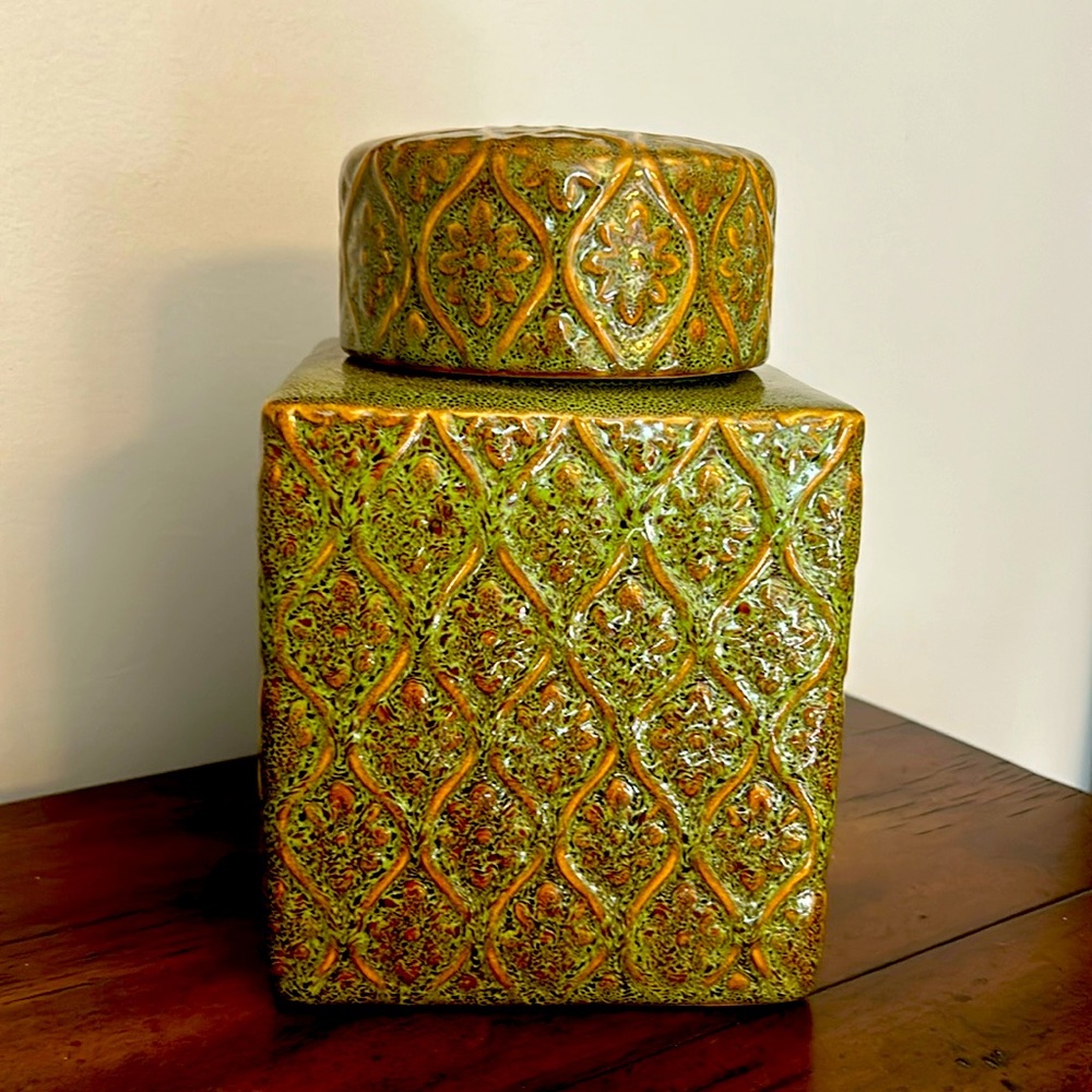 Green Jar with Lid